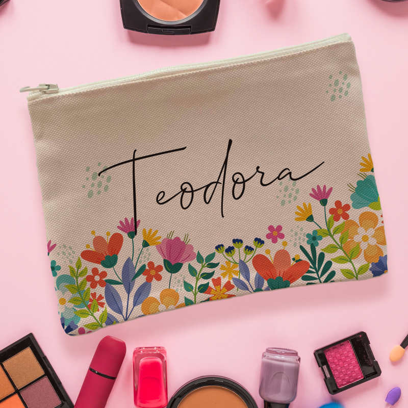 Portfard personalizat-Floral cu nume