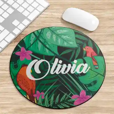 Mouse Pad Rotund personalizat cu model Floral si Nume