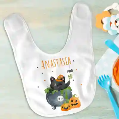 Bavetica personalizata-Pisica Halloween