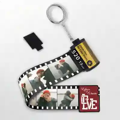 Breloc cu rola de film personalizat - Love