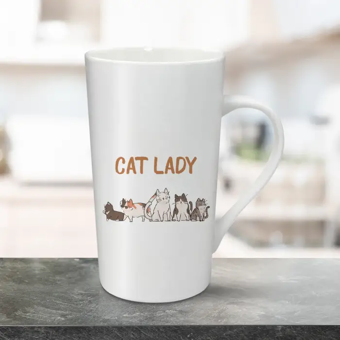 Cana pentru latte personalizata 470ml - Cat lady