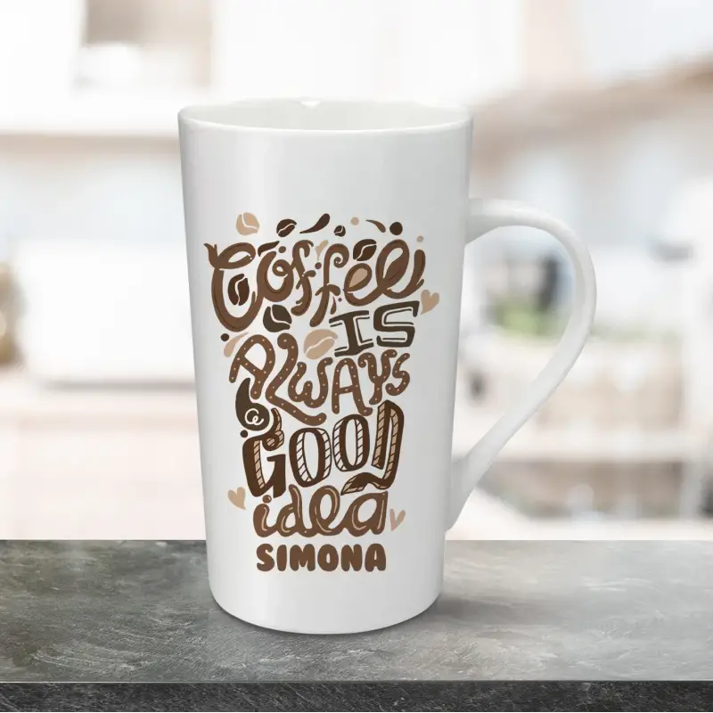 Cana pentru latte personalizata 470ml - Coffee is always a good idea