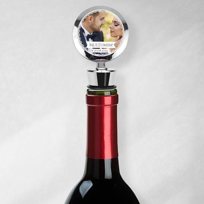 Dop personalizat pentru sticla de vin - Cu poza