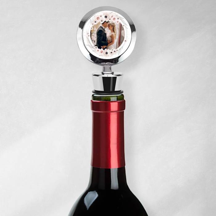 Dop personalizat pentru sticla de vin - Flori