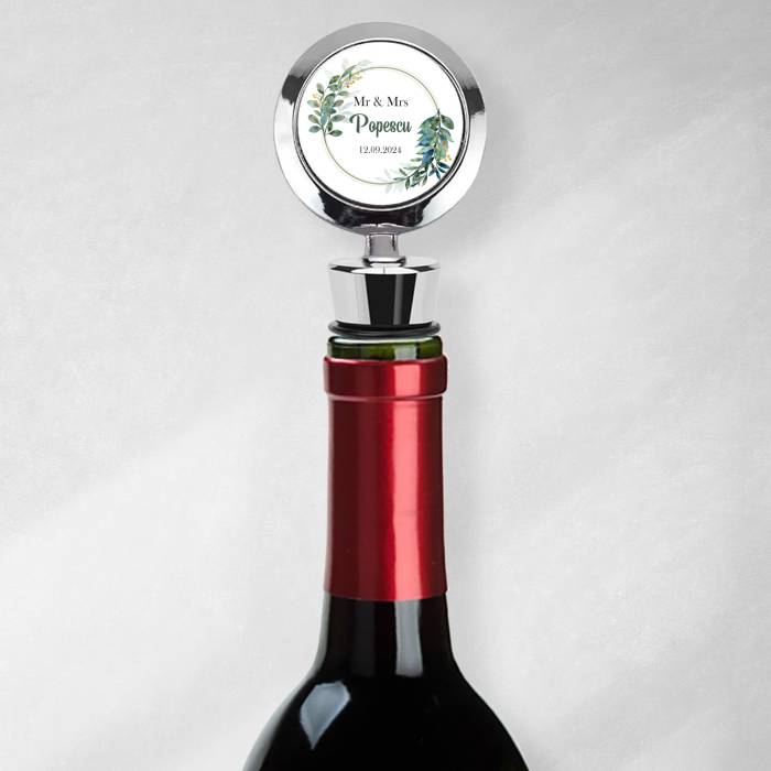 Dop personalizat pentru sticla de vin - Mr&Mrs