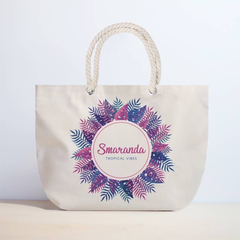 Geanta de plaja personalizata - Tropical vibes