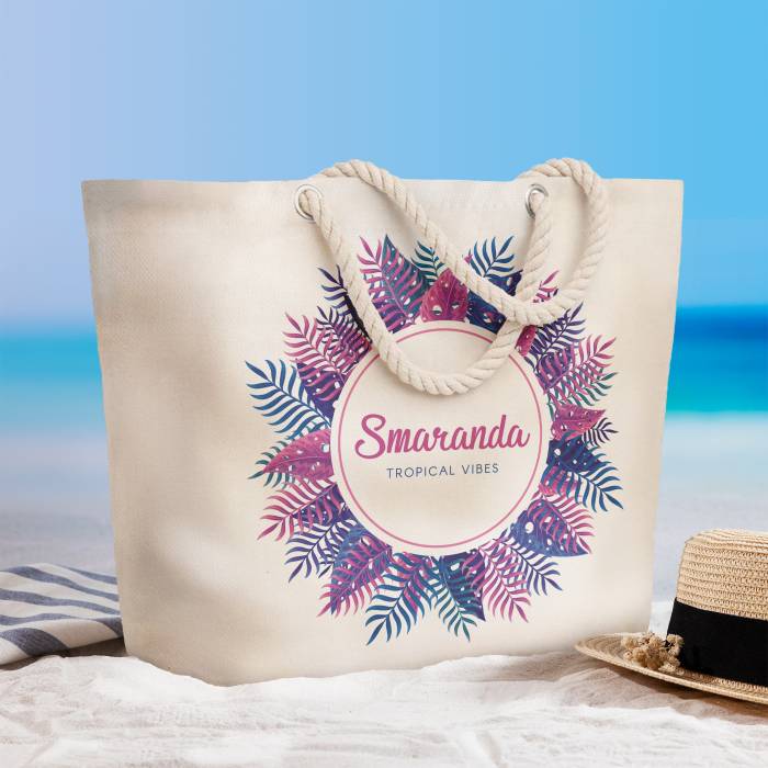 Geanta de plaja personalizata - Tropical vibes