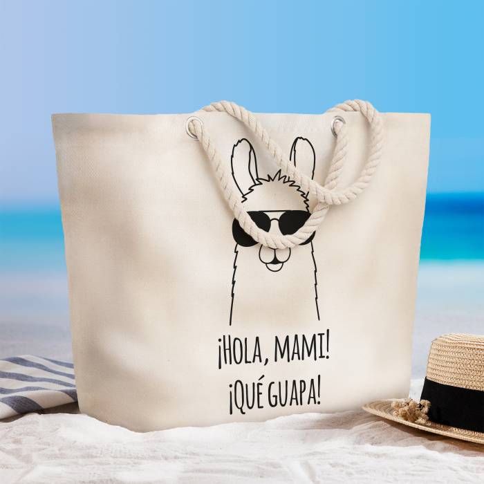 Geanta de plaja personalizata - Hola mami!