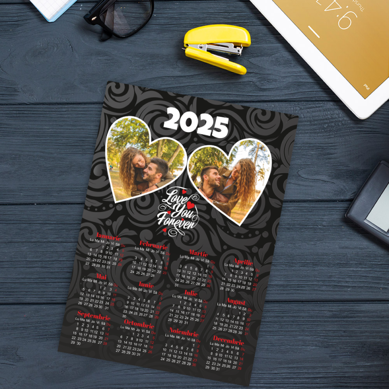 Magnet Personalizat Frigider - Calendar Si 2 Poze