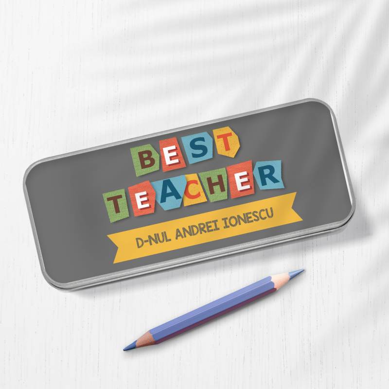 Penar metalic personalizat - Best teacher