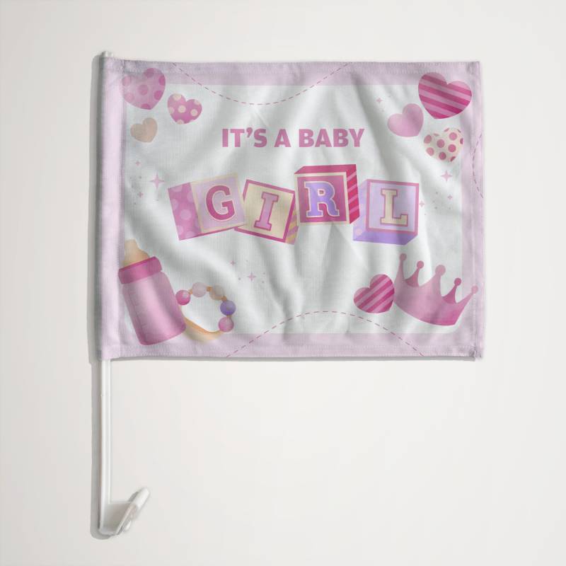 Steag auto personalizat - It's a baby girl