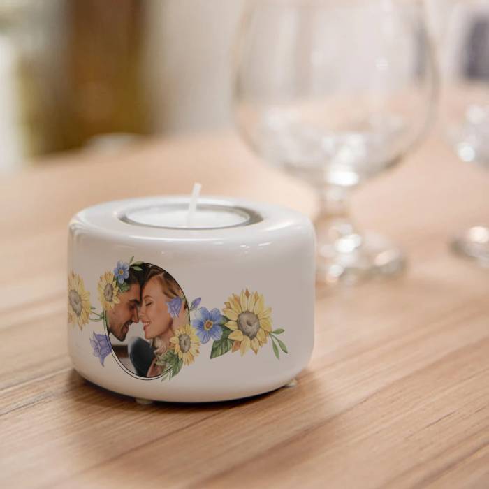 Suport ceramic personalizat pentru lumanare - Floarea soarelui