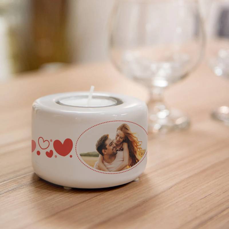 Suport ceramic personalizat pentru lumanare - Love
