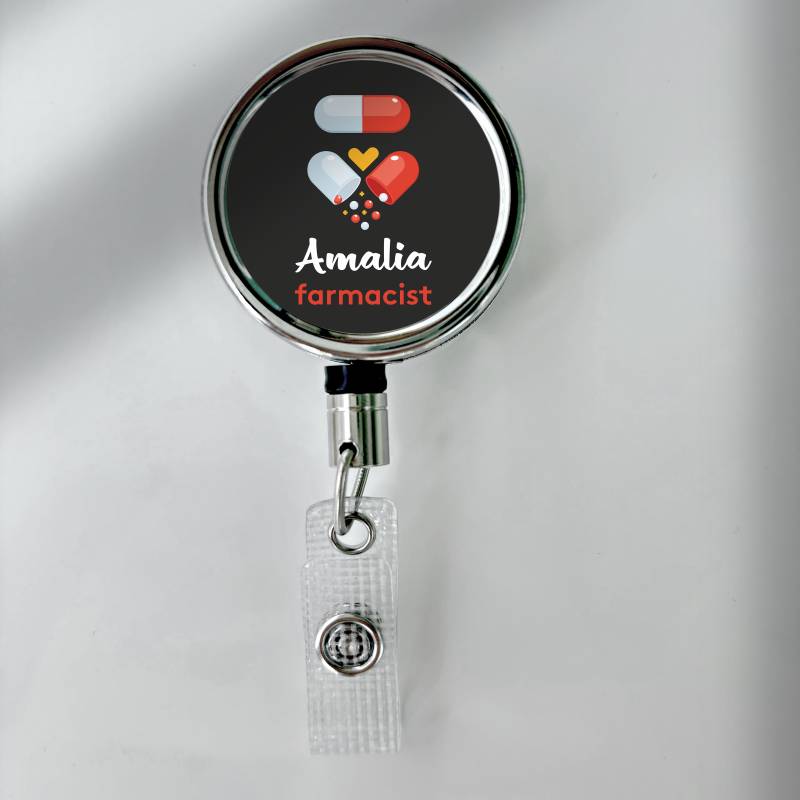 Suport pentru badge retractabil personalizat - Farmacist