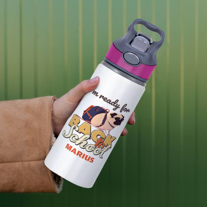 Termos personalizat din aluminiu 650ml - Back to school