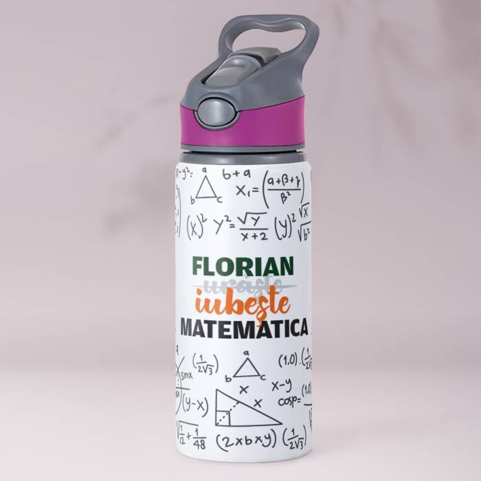 Termos personalizat din aluminiu 650ml - Iubeste matematica