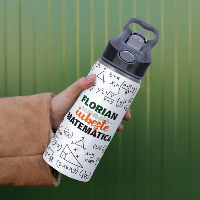 Termos personalizat din aluminiu 650ml - Iubeste matematica