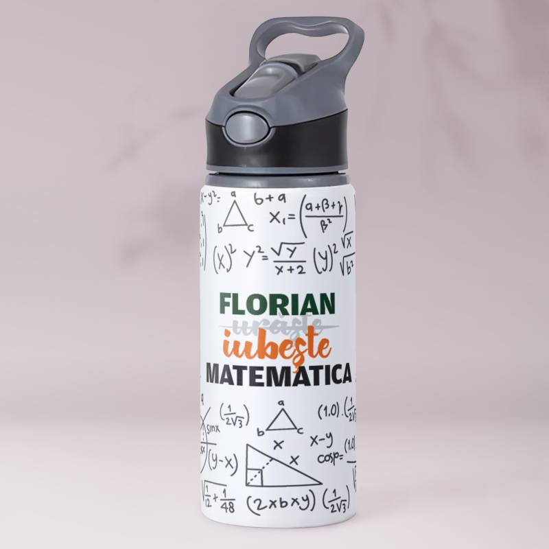 Termos personalizat din aluminiu 650ml - Iubeste matematica