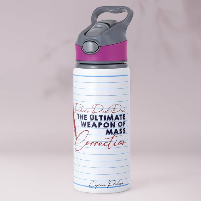 Termos personalizat din aluminiu 650ml - Red pen