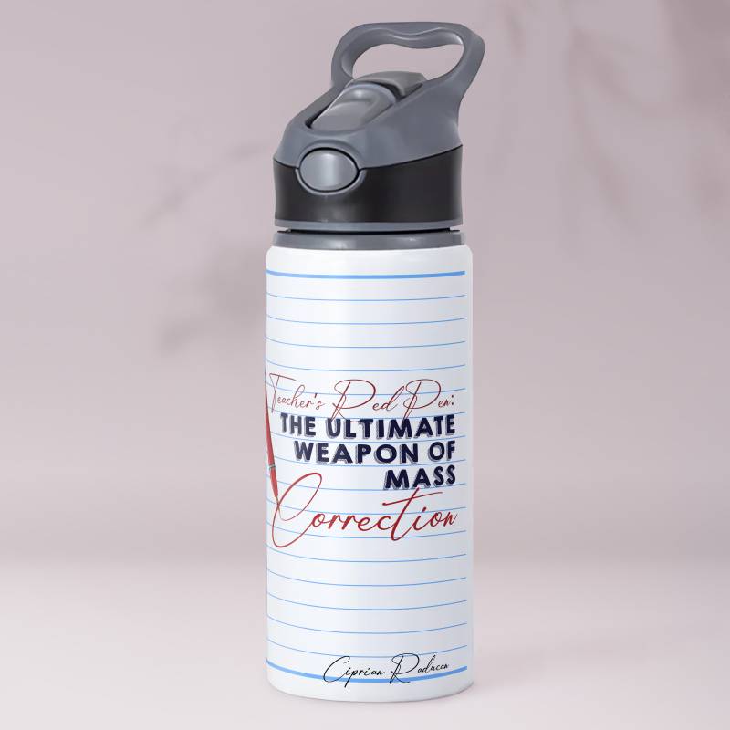 Termos personalizat din aluminiu 650ml - Red pen