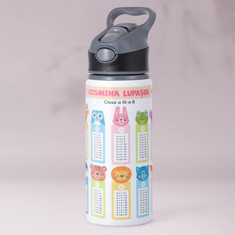 Termos personalizat din aluminiu 650ml - Tabla inmultirii