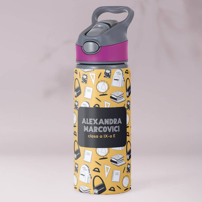 Termos personalizat din aluminiu 650ml - Scoala