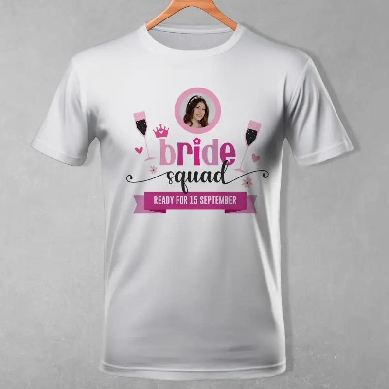 Tricou personalizat pentru petrecerea burlacitelor- The bride squad