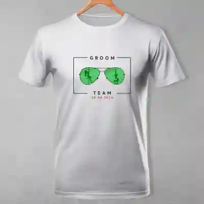 Tricou personalizat pentru petrecerea burlacilor - Groom Team Glasses