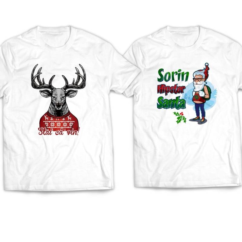 Pachet promotional set 2 tricouri - Hipster Santa