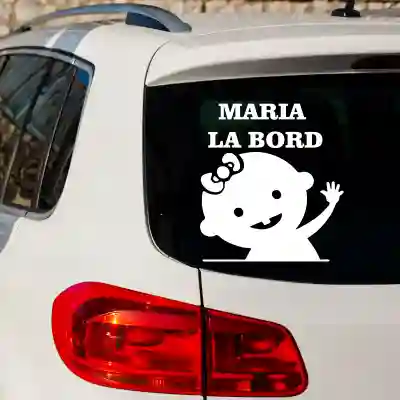 Sticker Baby On Board Hello personalizat