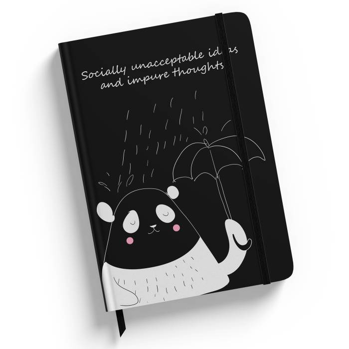 Notebook negru personalizat cu text