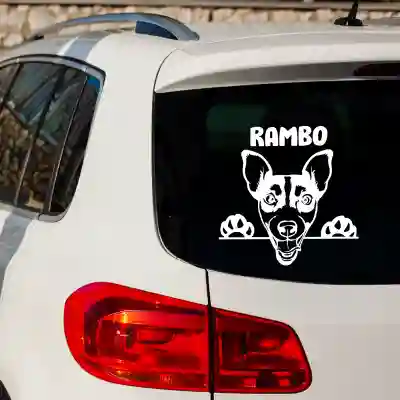 Sticker cu catel si nume personalizat